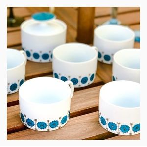 Vintage set of 6 coffee cups + sugar holder